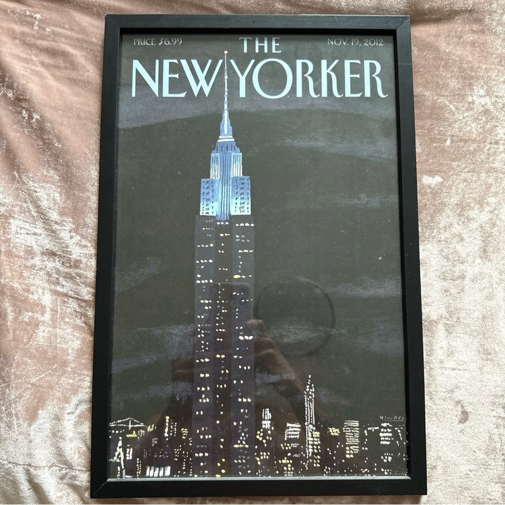 The New Yorker Empire State Building Framed Cover Art - Blue & Black